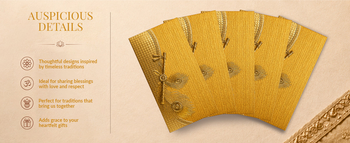 Mustard Gold Patterned Shagun Envelopes