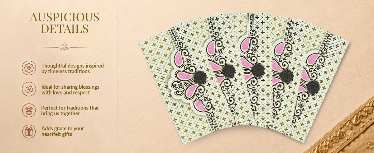 Sage Green Gold Ornamental Shagun Envelopes