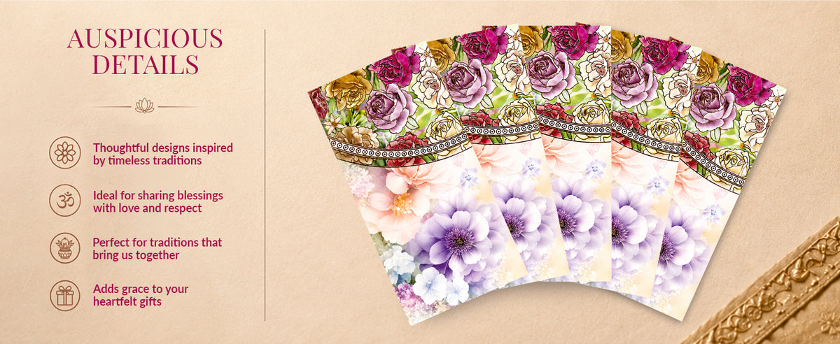 Pastel Paisley Floral Printed Shagun Envelopes
