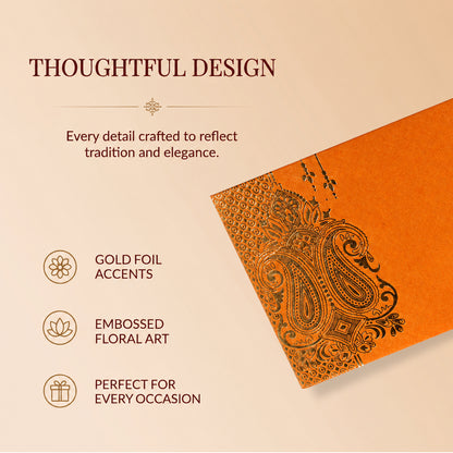 Bright Orange Gold Floral Shagun Envelopes