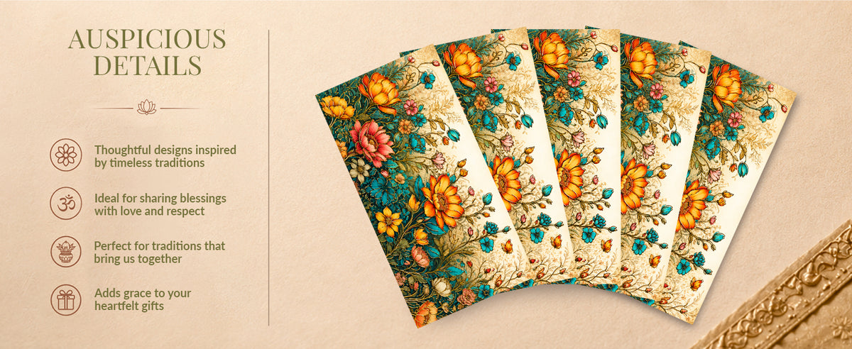 Teal Floral Garden Printed Shagun Envelopes
