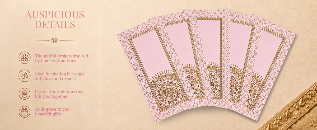 Blush Pink Mandala Shagun Envelopes