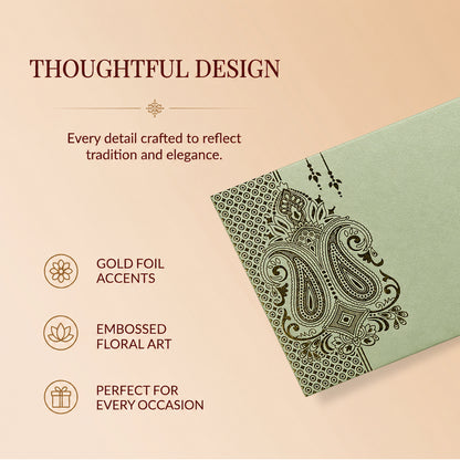Sage Green Gold Floral Shagun Envelopes