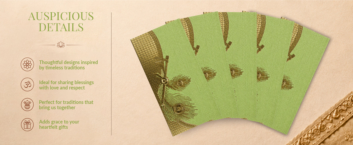 Sage Green Patterned Shagun Envelopes