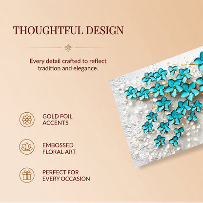 Turquoise Blossom Tree Printed Shagun Envelopes