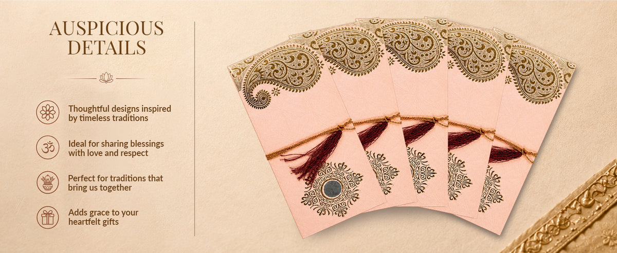 Blush Peach & Gold Fold-Open Shagun Envelopes