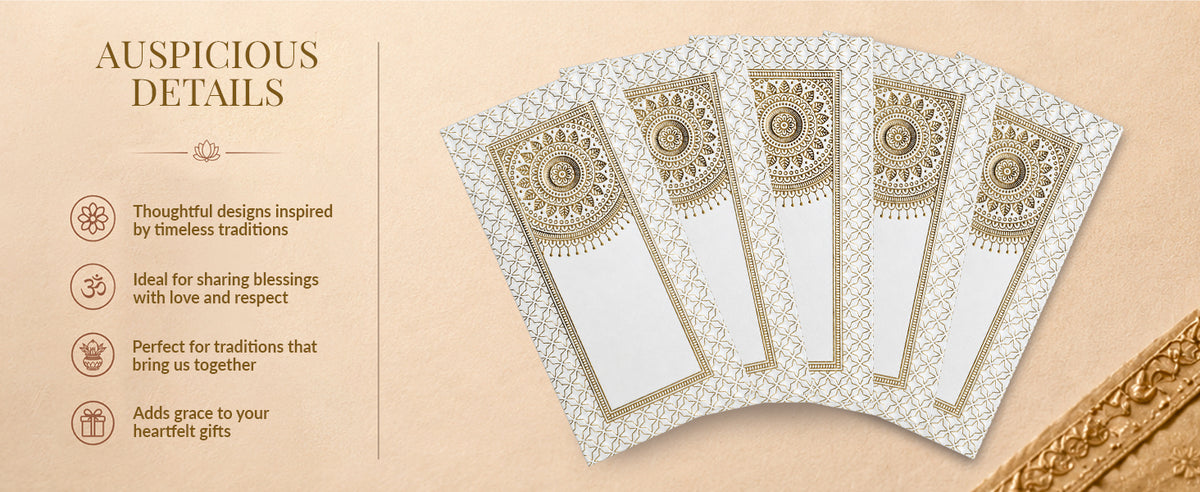 Silver Grey Mandala Border Shagun Envelopes