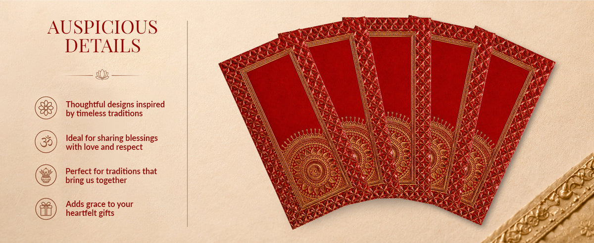 Red Mandala Border Shagun Envelopes