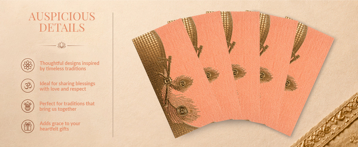 Blush Peach Patterned Shagun Envelopes