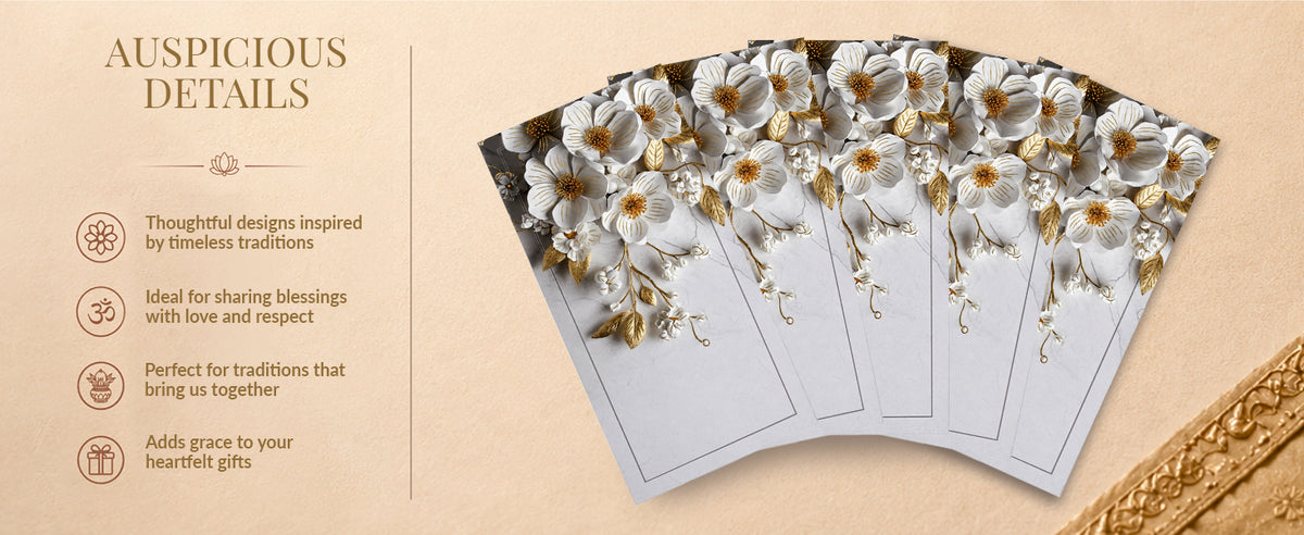White Floral Embellished Shagun Envelopes