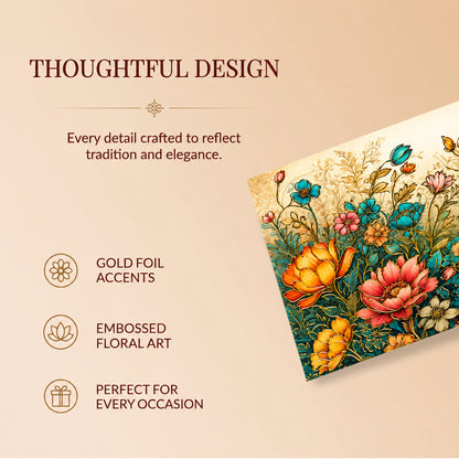 Teal Floral Garden Printed Shagun Envelopes