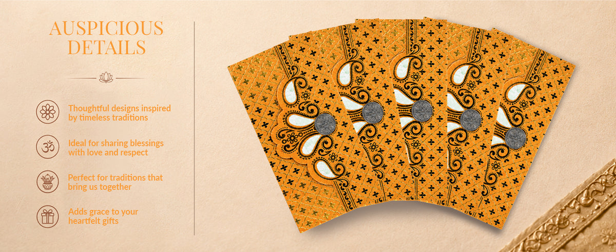 Golden Ornamental Shagun Envelopes