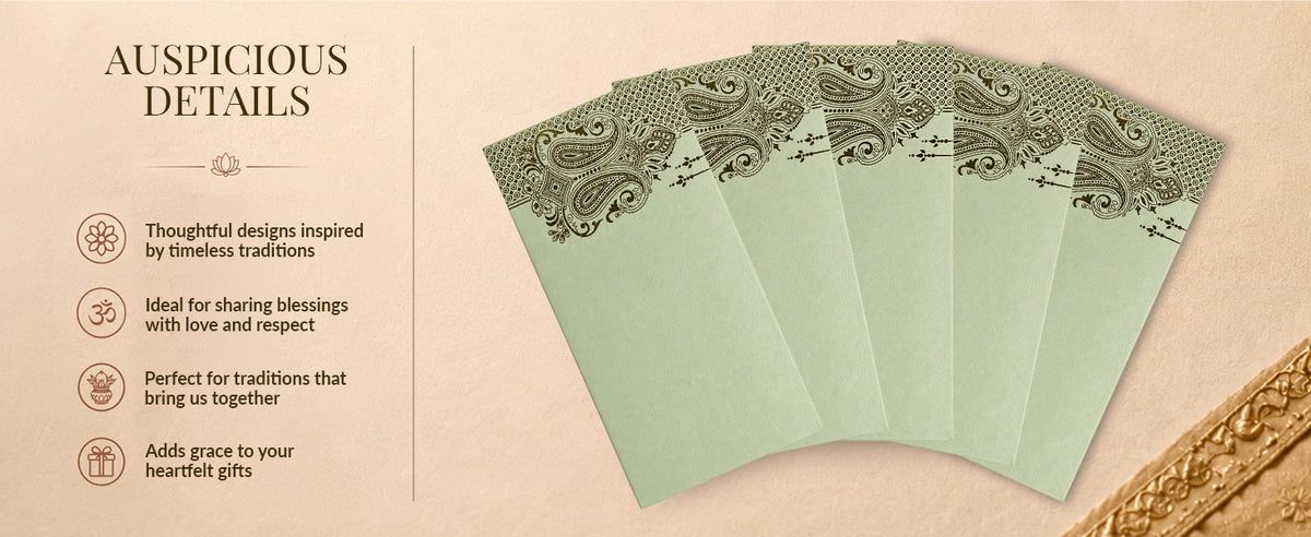 Sage Green Gold Floral Shagun Envelopes