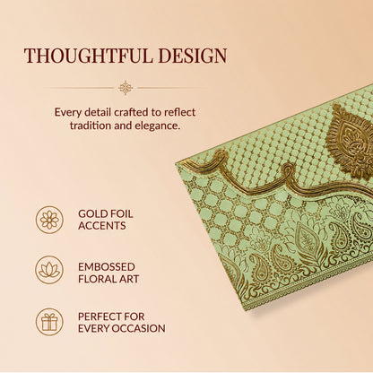 Sage Green & Gold Lotus Shagun Envelopes