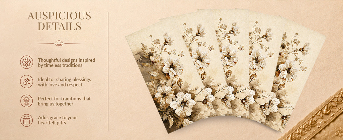 Ivory White Floral Shagun Envelopes