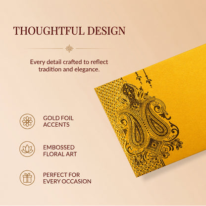 Mustard Gold Floral Shagun Envelopes