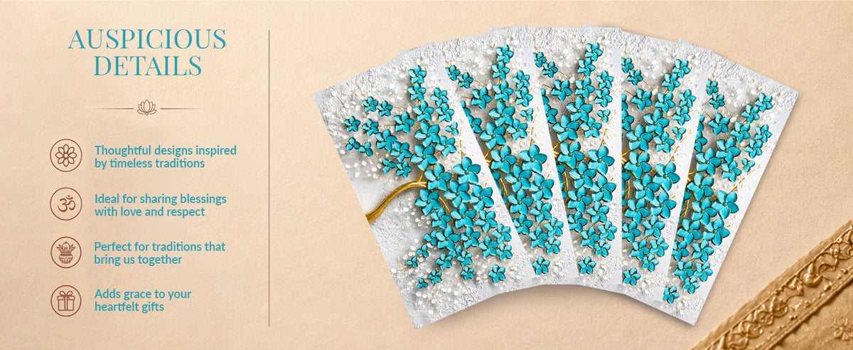 Turquoise Blossom Tree Printed Shagun Envelopes