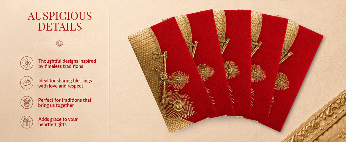 Red Gold Patterned Shagun Envelopes