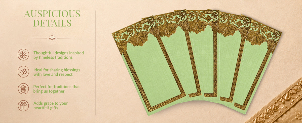 Sage Green & Gold Shagun Envelopes