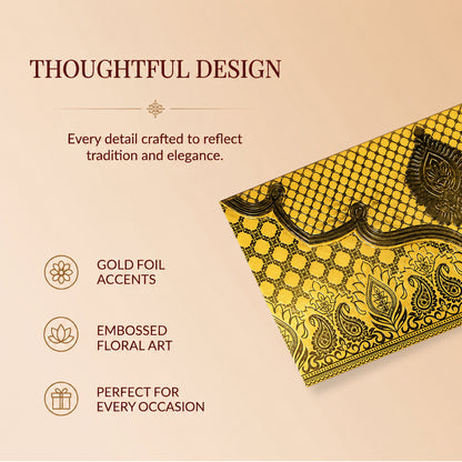 Mustard Gold Lotus Shagun Envelopes