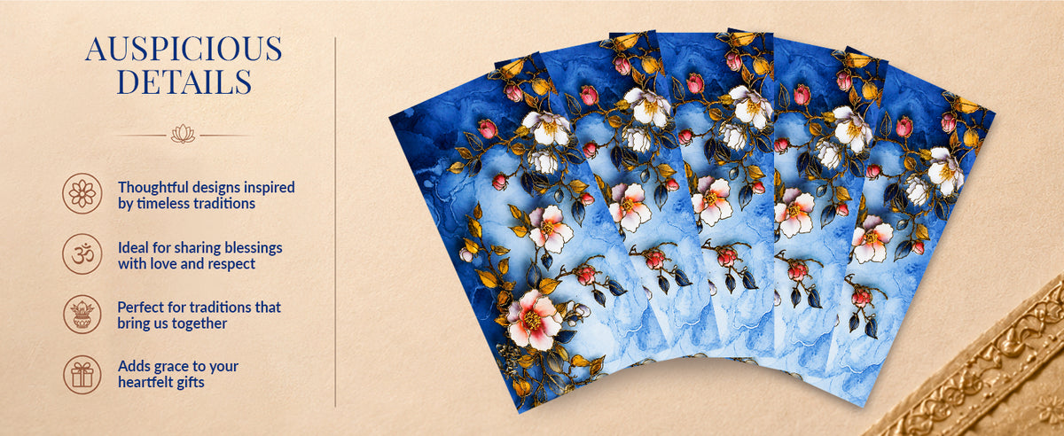 Blue Floral Bird Printed Shagun Envelopes