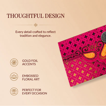 Fuchsia Pink Gold Ornamental Shagun Envelopes