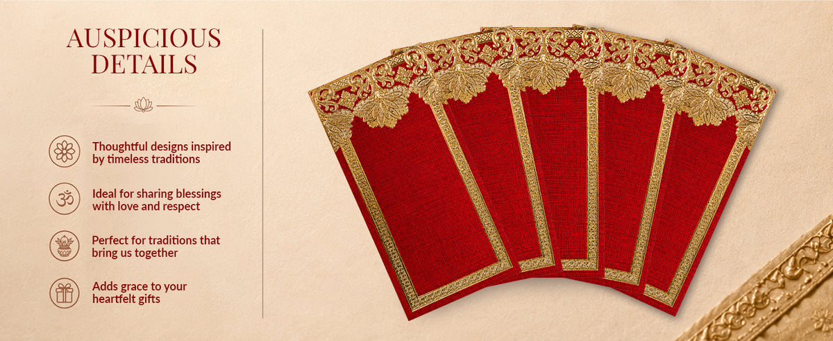 Deep Red & Gold Shagun Envelopes