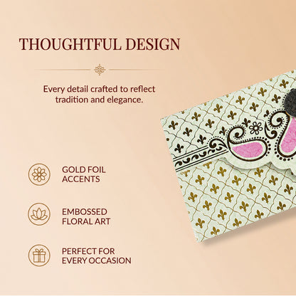 Sage Green Gold Ornamental Shagun Envelopes