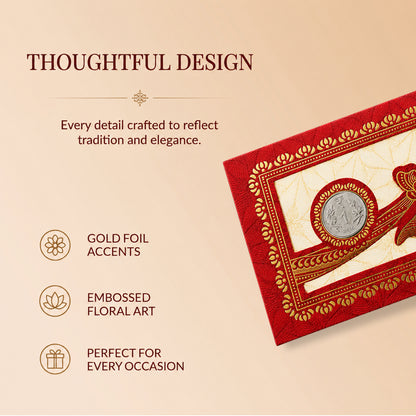 Red & Gold Floral Vine Shagun Envelopes