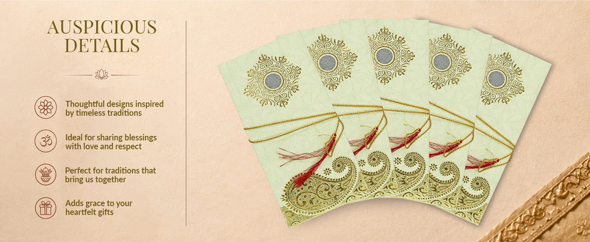 Sage Green & Gold Fold-Open Shagun Envelopes