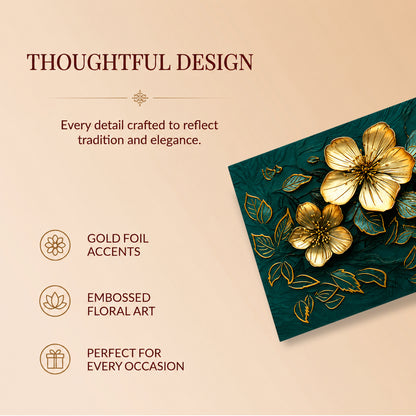 Emerald Green Gold Floral Shagun Envelopes