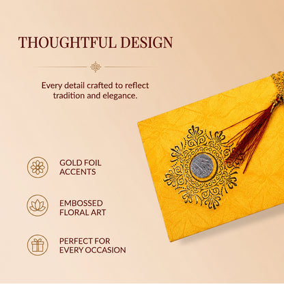 Mustard Yellow & Gold Fold-Open Shagun Envelopes