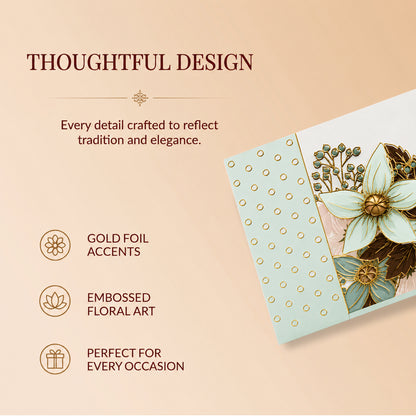 Mint Floral Bouquet Printed Shagun Envelopes