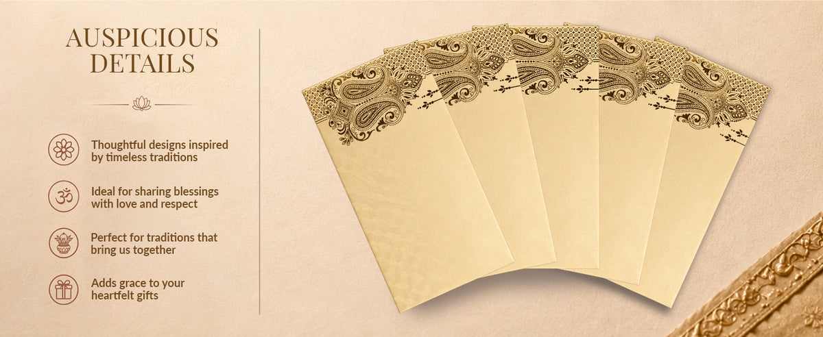 Ivory Gold Floral Shagun Envelopes