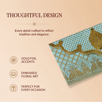 Mint Green & Gold Lotus Shagun Envelopes