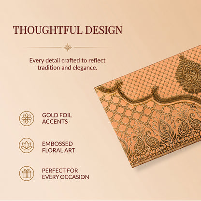 Peach & Gold Lotus Shagun Envelopes