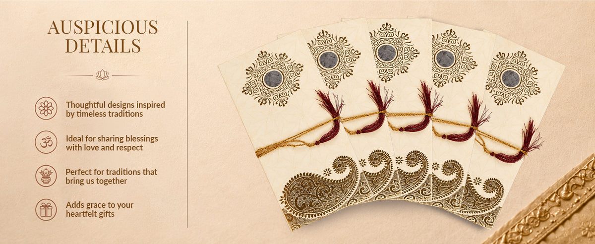 Ivory & Gold Fold-Open Shagun Envelopes