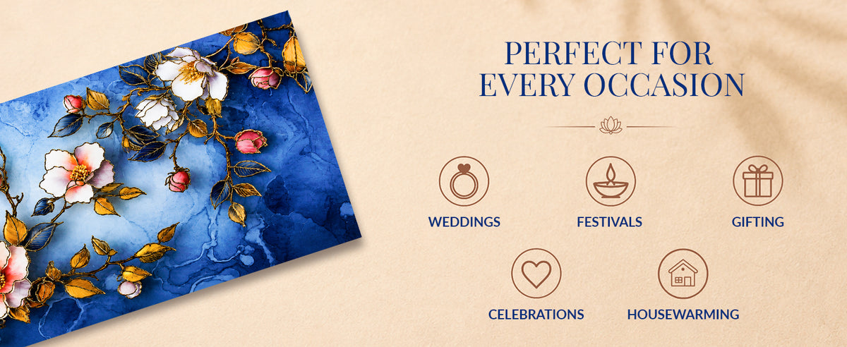 Blue Floral Bird Printed Shagun Envelopes