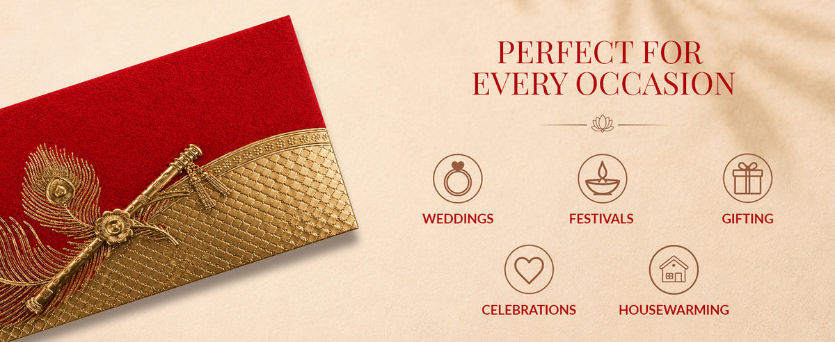 Red Gold Patterned Shagun Envelopes