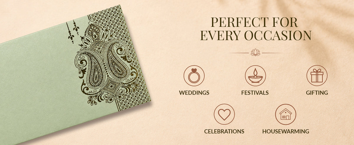 Sage Green Gold Floral Shagun Envelopes