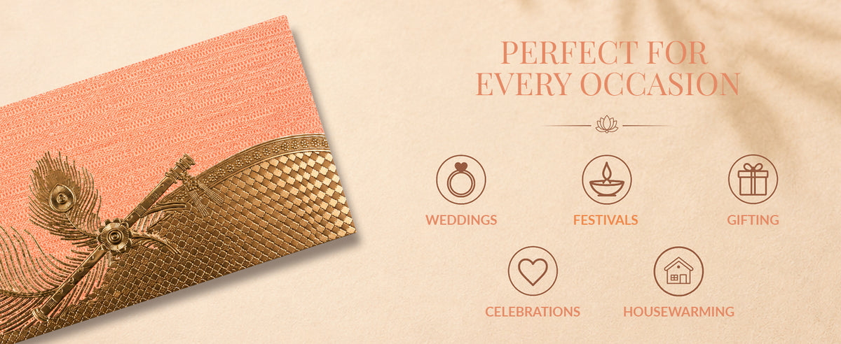 Blush Peach Patterned Shagun Envelopes