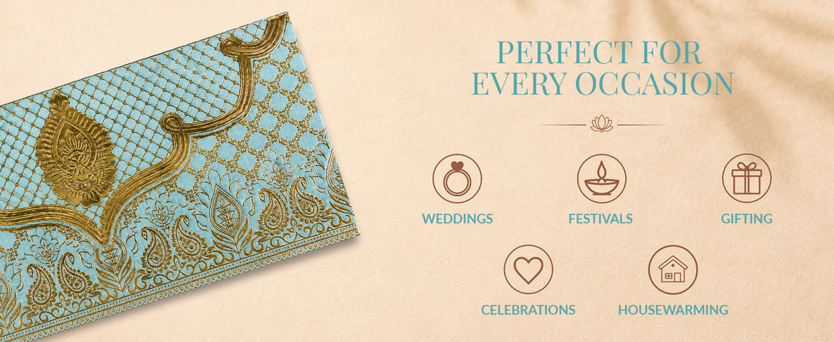 Mint Green & Gold Lotus Shagun Envelopes
