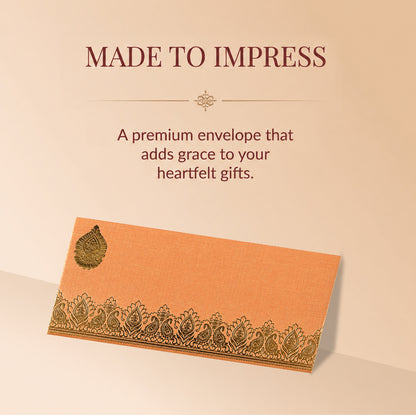 Peach & Gold Lotus Shagun Envelopes