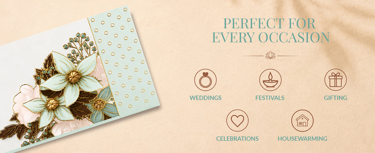 Mint Floral Bouquet Printed Shagun Envelopes
