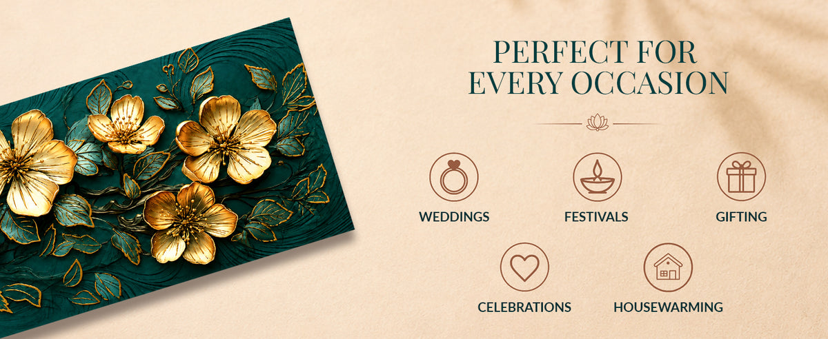 Emerald Green Gold Floral Shagun Envelopes