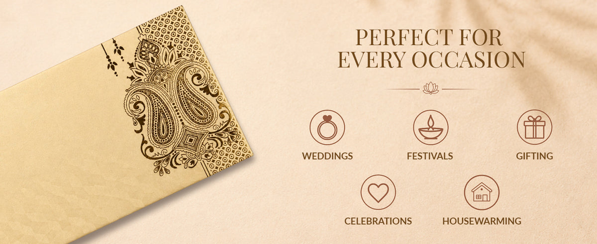 Ivory Gold Floral Shagun Envelopes