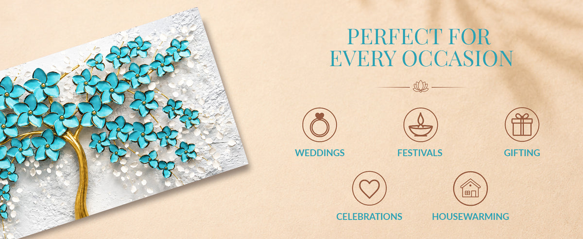 Turquoise Blossom Tree Printed Shagun Envelopes