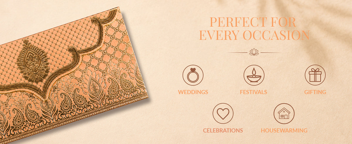 Peach & Gold Lotus Shagun Envelopes