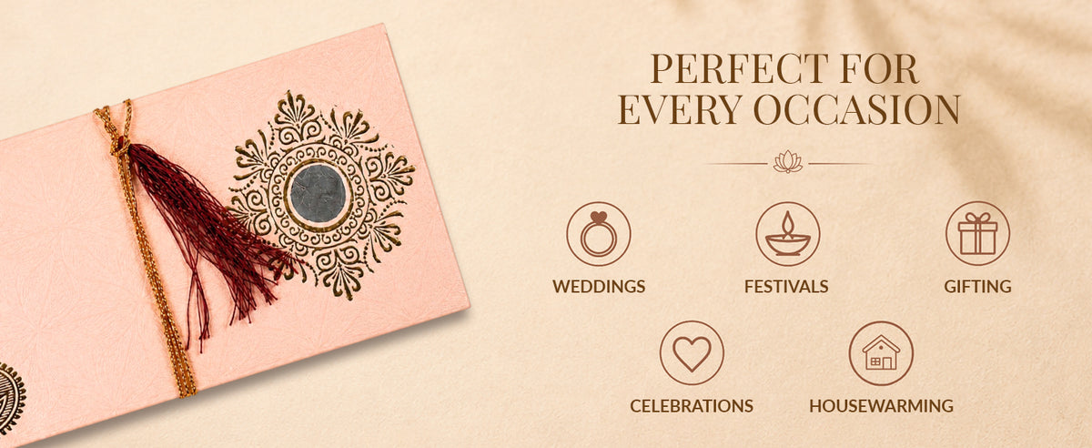 Blush Peach & Gold Fold-Open Shagun Envelopes