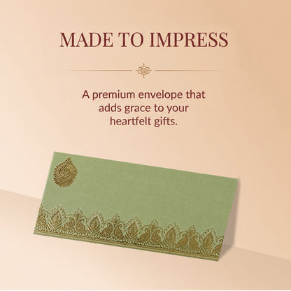 Sage Green & Gold Lotus Shagun Envelopes